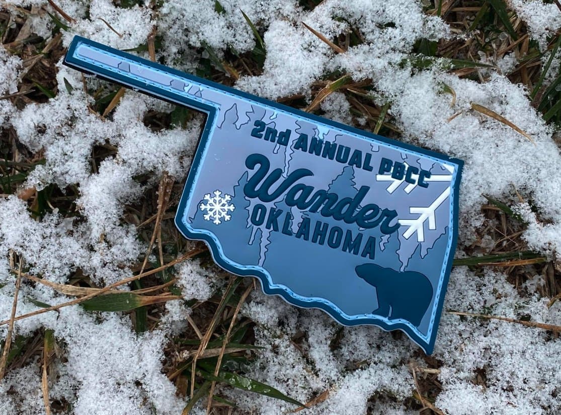 A Wander Oklahoma patch resting in the snow